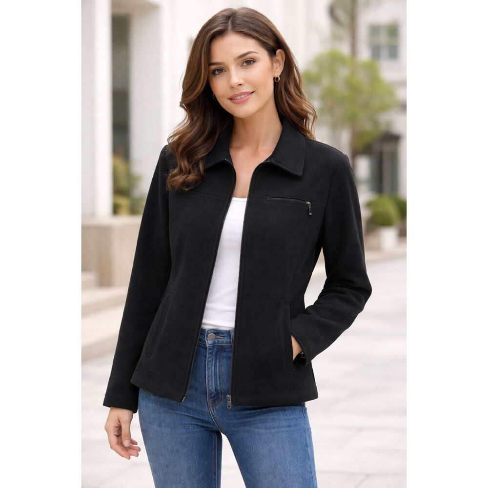 Vintage Ann Taylor Wool Cashmere Blend Zip Front Jacket Black Women's Size 4